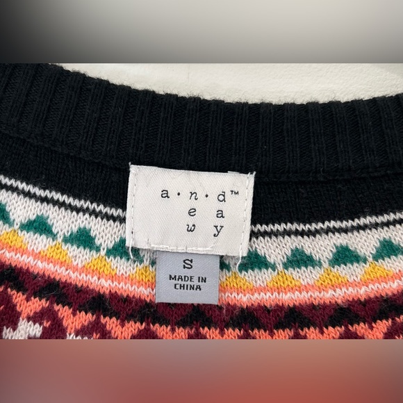 A New Day Black Multicolored Fair Isle Sweater Womans Small - Picture 5 of 5